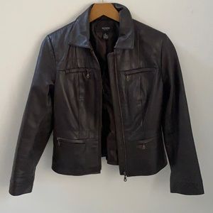 Women’s Alfani brown leather jacket, size small petite
